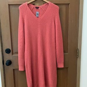 Ann Taylor Long Sleeve Below Knee Coral Pink Dress